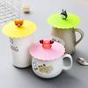 Tapas de tazas para beber con cubierta de silicona de dibujos animados, tazas de vidrio a prueba de polvo, tapa de succión