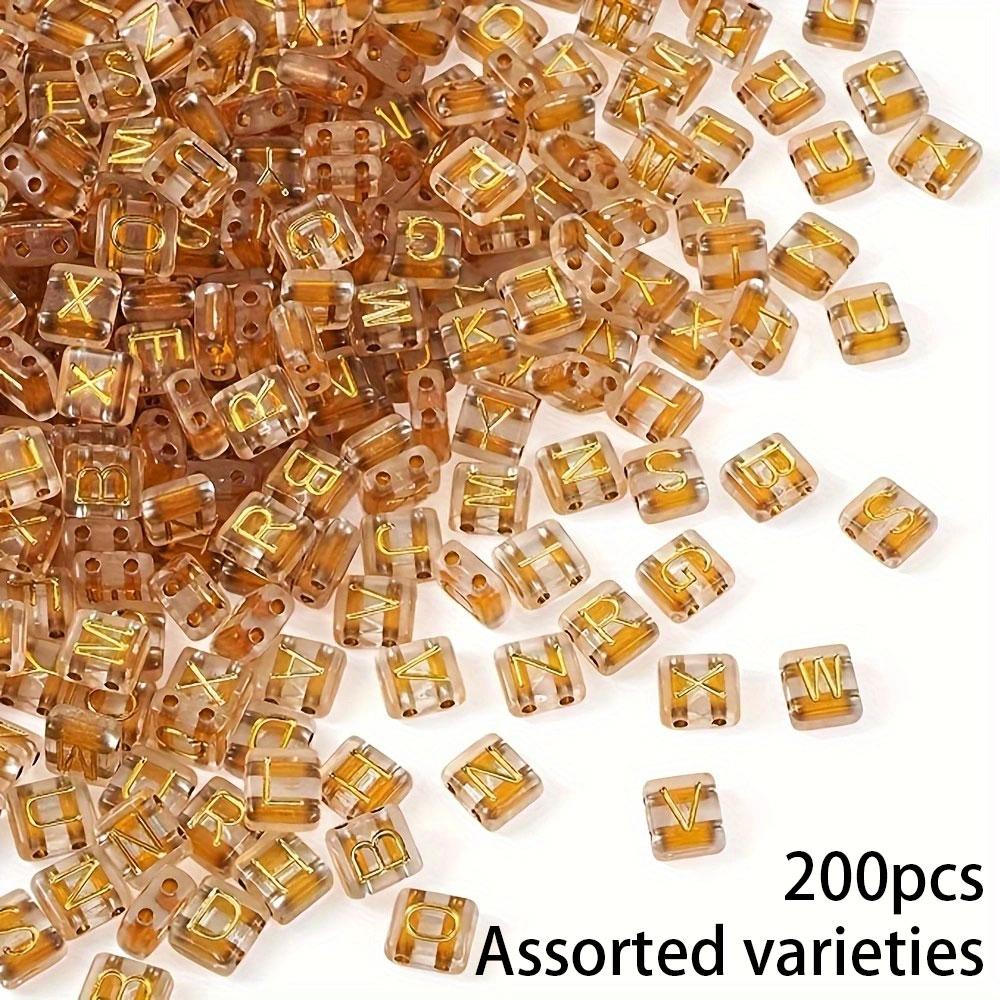 50/100/200pcs Simple and Mature Bohemian Style Acrylic Double Hole Gold Transparent Letter Beads DIY Jewelry Accessories