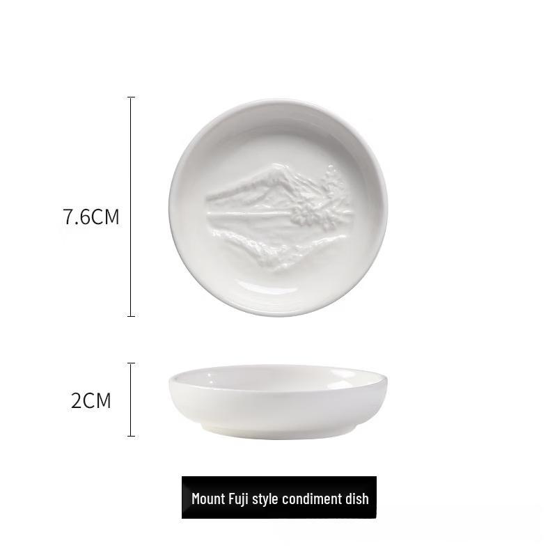 

Ruhan Mount Fuji Embossed Ceramic Snack Plate with Handle Set of 6