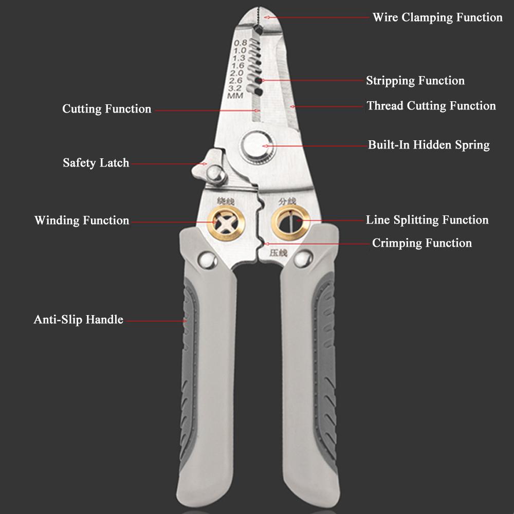 Special Wire Stripper for Electrician 7-in-1 Multifunction Wire Plier Tool(Grey)