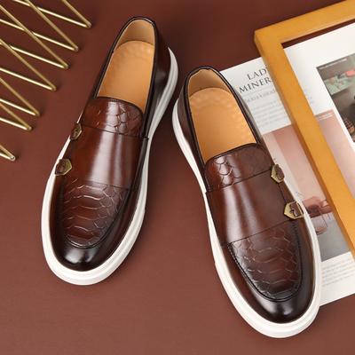 Men Casual Leather Shoe Classic British Style Flat Designer Monk Loafers Outdoor Slip-on Thick Sole Oxford Business Shoe