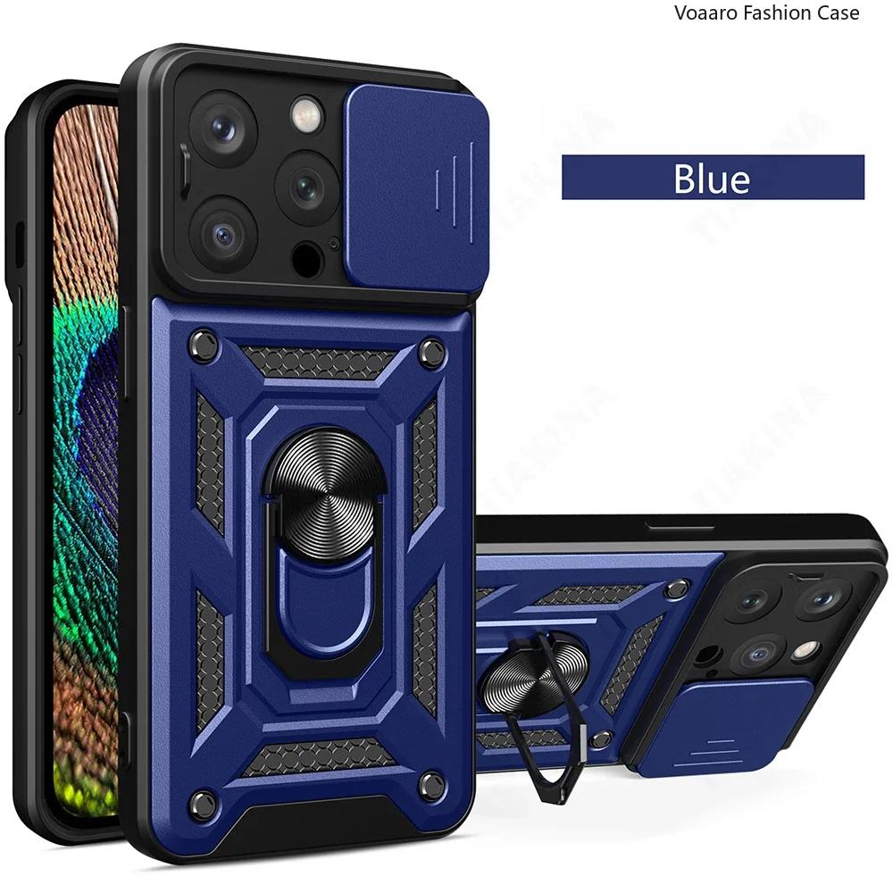 Magnetic Ring Holder Funda for Iphone 16 Pro Max Case for Iphone 16 15 Plus 13 14 Pro Max 12 Mini Case Slide Lens Armor Cover