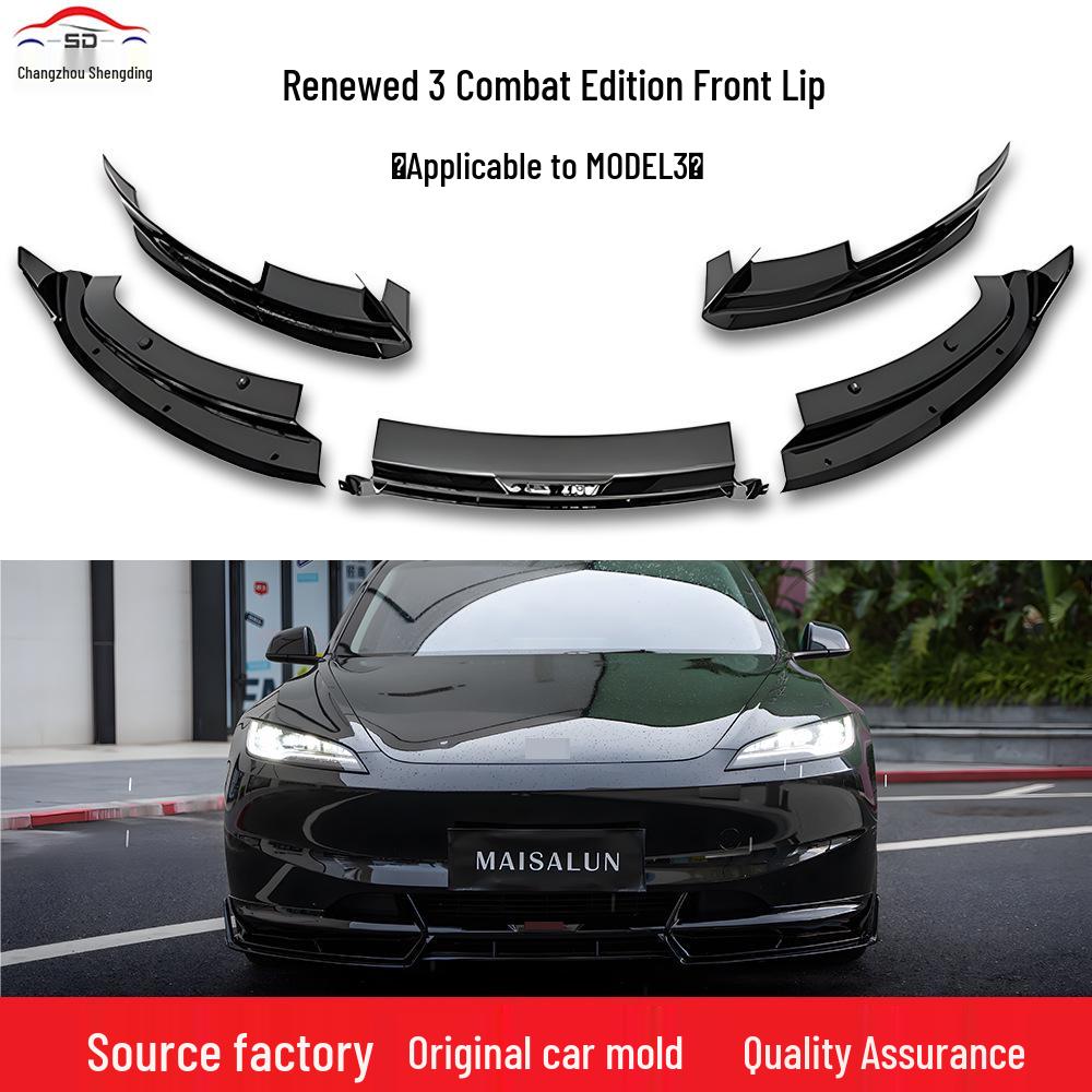 Glossy Black Front Lip for 2024+ Tesla Model 3 Fighter Edition, High Quality.