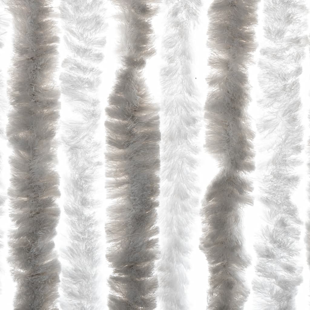 Fly Screen Curtain Light Grey and White 100 X 200 Cm Chenille