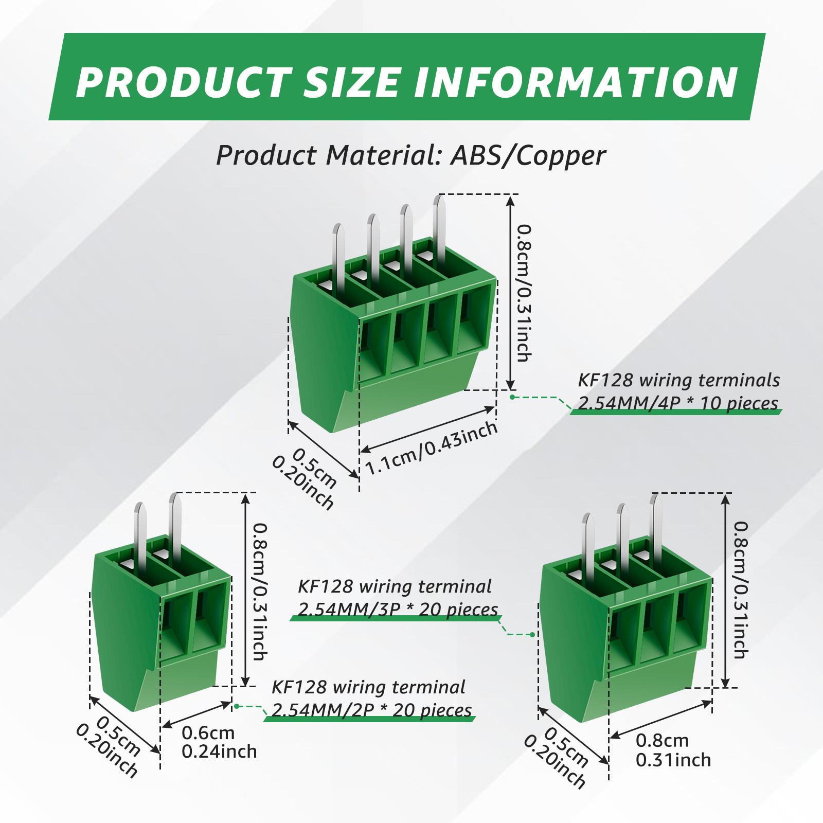 

50PCS 2.54mm 0.1 Pitch PCB Mount Screw Terminal Block Connector 2P 3P 4P Terminals 150V 6A for 26-18AWG Cable 2P3P4P