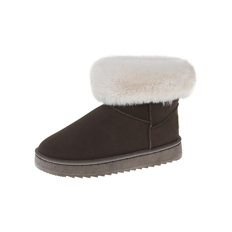 Foreign trade large size winter new platform cotton shoes Mao Mao mouth flat bottom low heel snow boots one pedal round head women's cotton shoes