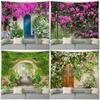 Italian Street Floral Tapestry Vintage Architecture Garden Flowers Plants Scenery Home Living Room Courtyard Decor Wall Hanging