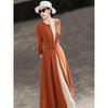 Elegant Color-block Waist-Cinching Commuter Dress