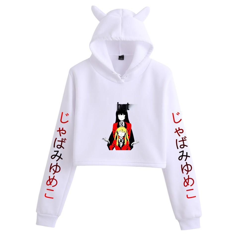 Kakegurui Cat Ear Anime Crop Top Hoodie for Women