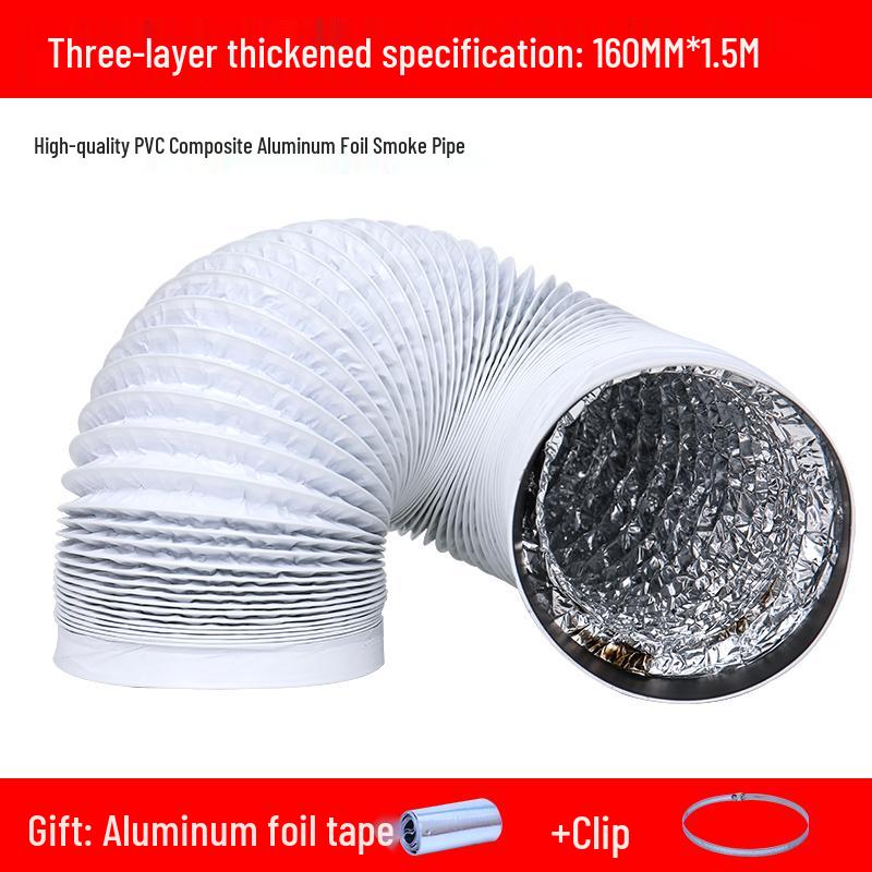 Thickened Three-Layer PVC/Aluminum Foil Flexible Hose for 150/170/160/180 Range Hood Vent Connection