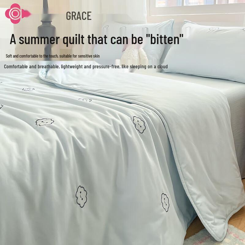 Jieliya Bestickte Gewaschene Baumwolle Sommerquilt-Set