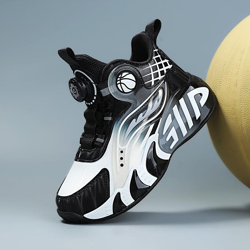 

Children s basketball shoes boys autumn and winter new velvet outdoor large cotton shoes leather surface waterproof girls button sports shoes 28