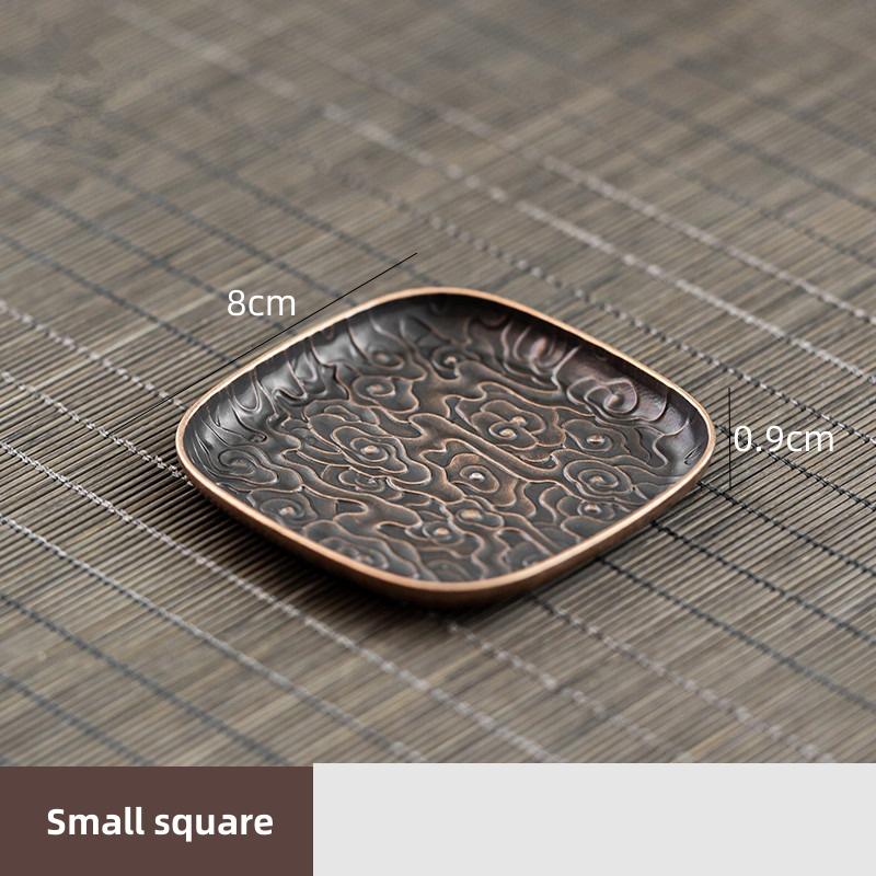 Retro Alloy Round Square Coaster Tea Set Accessories Lucky Cloud Pattern Cup Holder Insulation Pad Coffee Mat Desktop Decoration