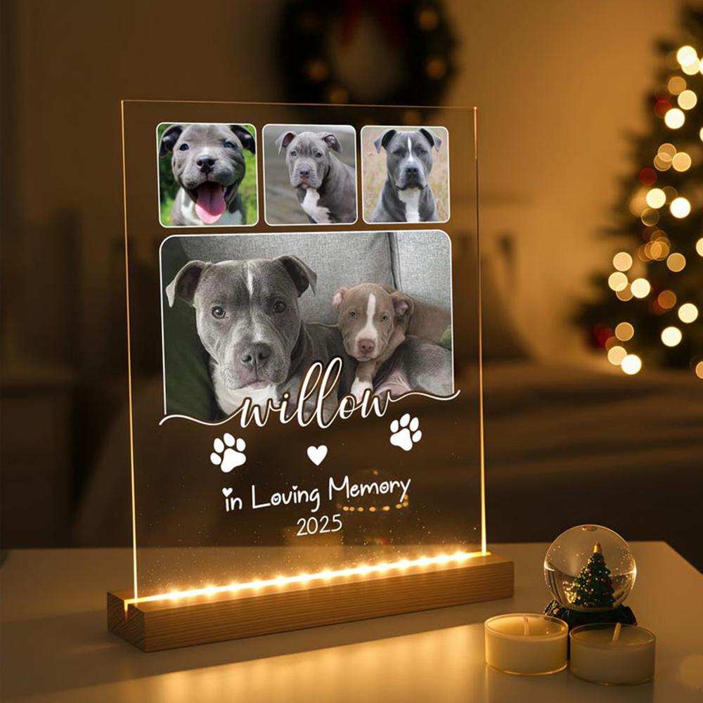 Custom Pet Happy Moments LED Night Light Personalized Pet Photo Acrylic Wooden Lamp Cherished Pet Birthday Keepsake Ideal Gift