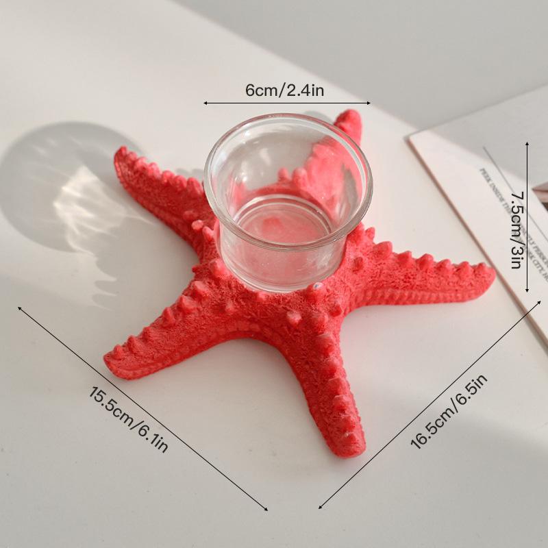 1Pc Sea Star Statue Tealight Resin Holiday Beach Creative Tabletop Decorative Candle Holder Starfish
