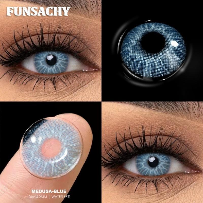 FUNSACHY 2Pcs Colored Contacts Lenses Beauty Fashion Health Soft Natural Contacts Lens Eye Color Makeup Yearly Cosmetics Pupils