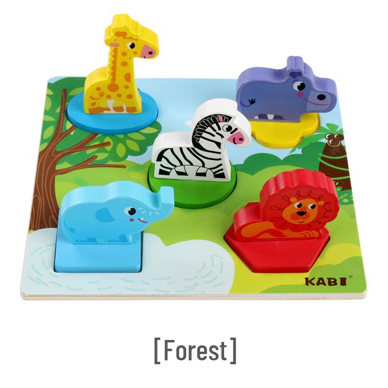 Wooden 3D Animal Puzzle Board - Early Education Toy for Preschoolers