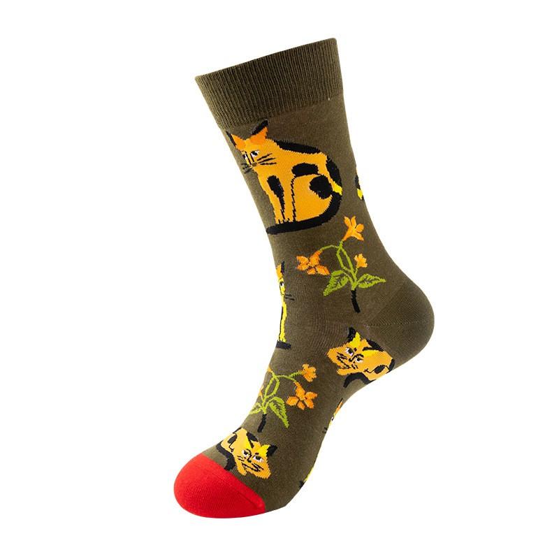 Stylish Mid-Calf Socks Men Women Animal Fruit Galaxy Print Casual Cotton