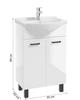 Bathroom cabinet with washbasin 55 cm, standing, white gloss, on MEA legs