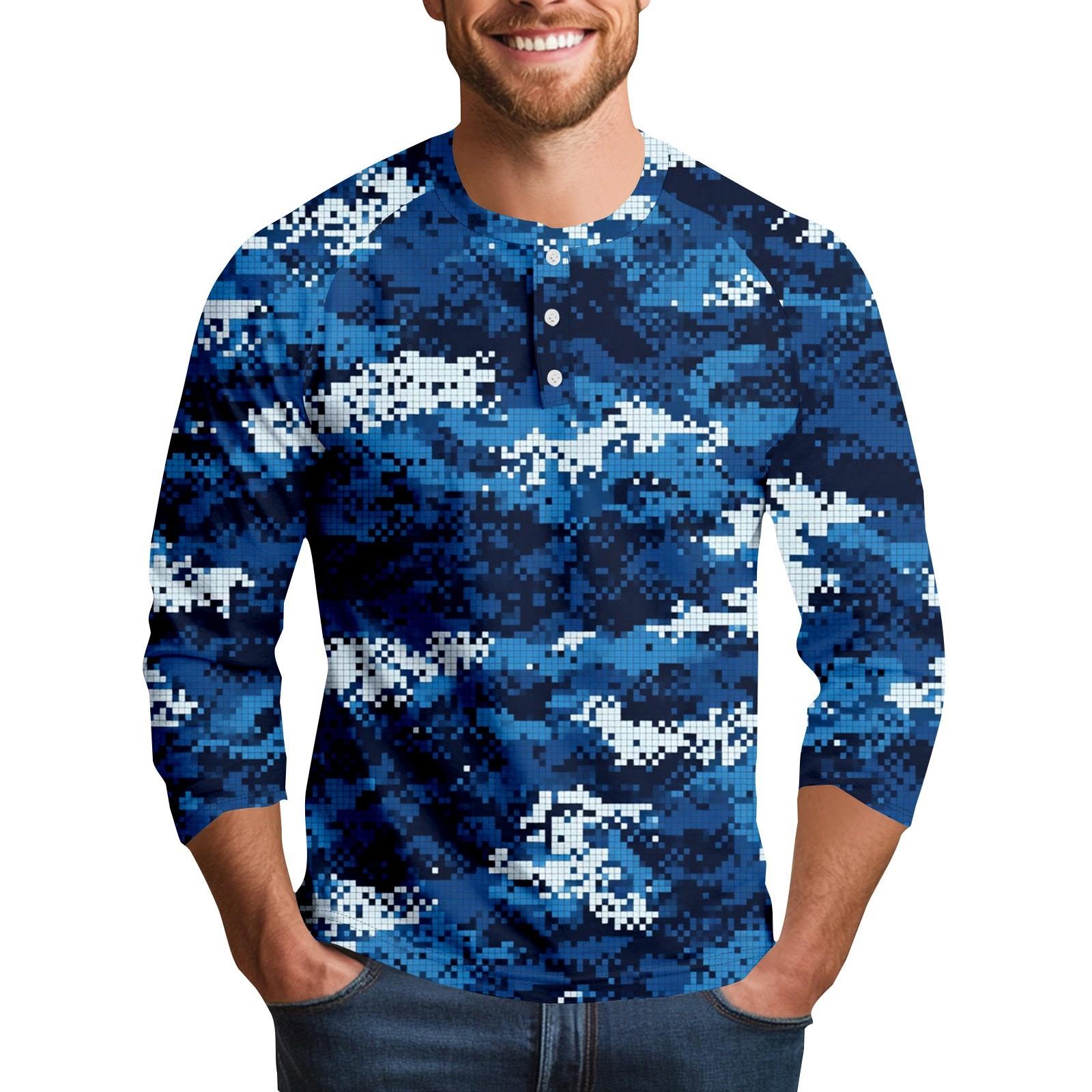 

Men s Camouflage Print Collar Seven Quarter Sleeve XXL
