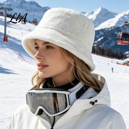 Fuzzy Bucket Hat for Women Plush Hat, Winter Warm Fisherman Cap, Cozy Soft Comfortable Skin Friendly Head Gear Fluffy Faux Fur Autumn Daily