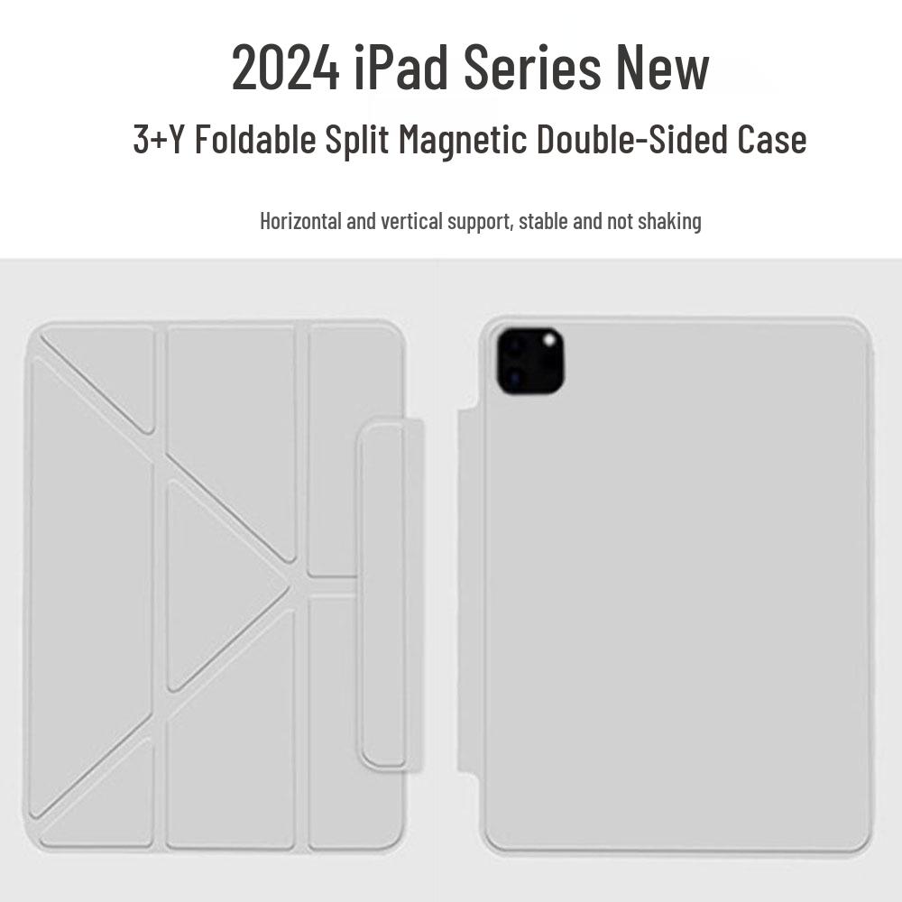 iPad Air 6 Magnetic Dual-Sided Clip Protective Case with 12.9-inch Y-Shaped Support