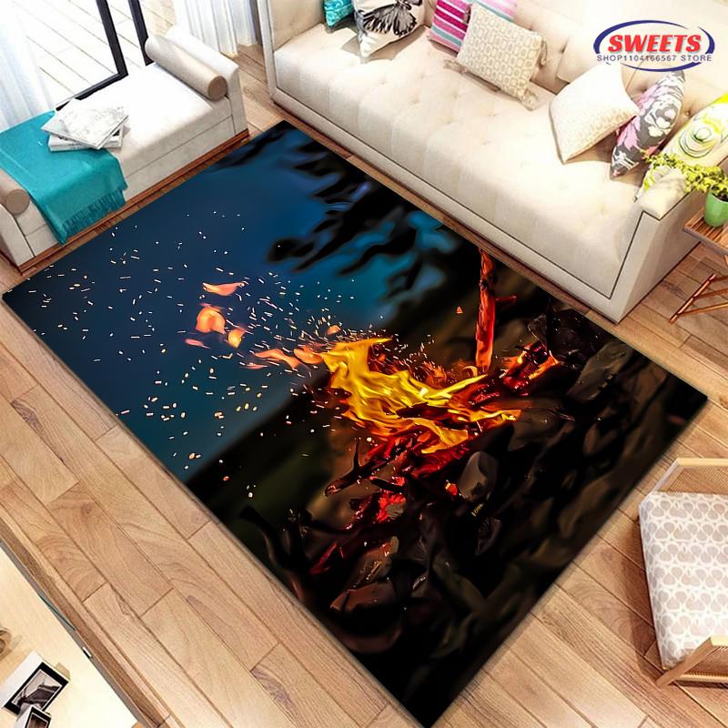 New Shelves! Outdoor Camping Theme Printed Carpet, Living Room Bedroom Office Children's Room Rug, Non-slip Machine Washable Mat