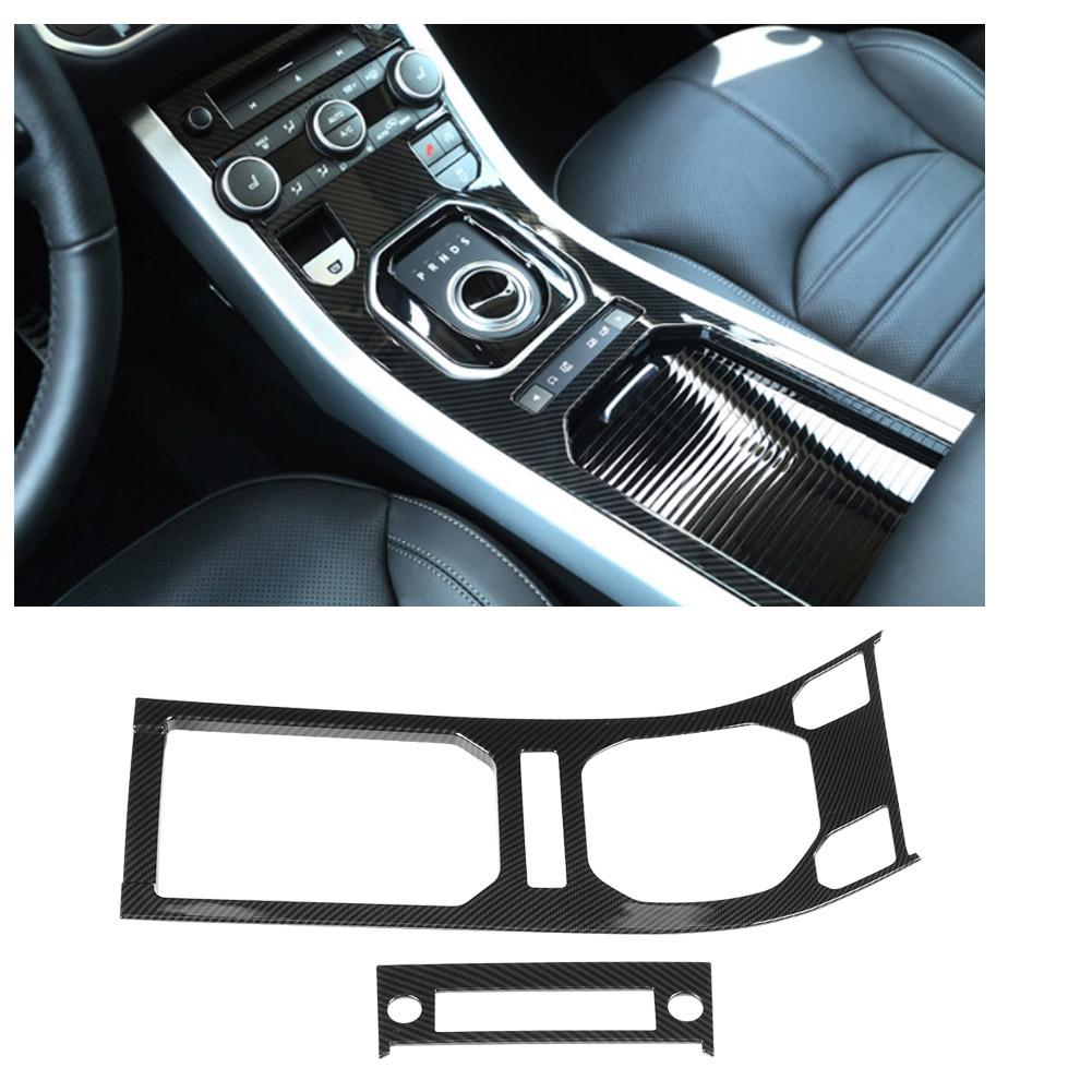 2pcs Carbon Fiber Style Center Console Gear Panel Trim for Land Rover Range Rover Evoque 1217