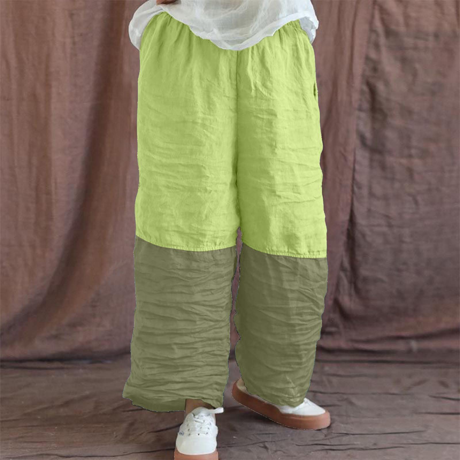 

Женские брюки в стиле колор-блок, летние, свободные, с эластичной талией, широкие штанины, пляжные брюки с карманами M