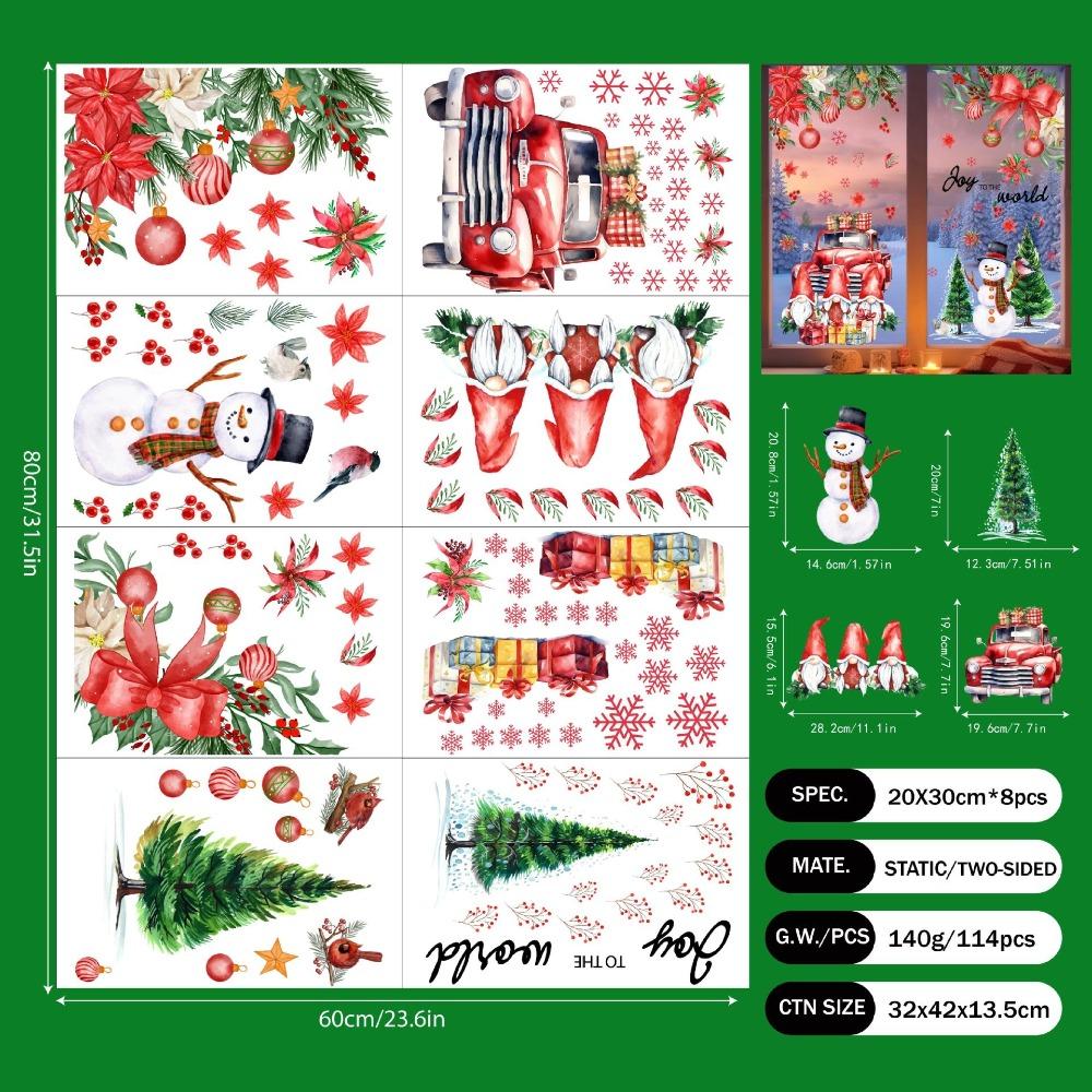 Snowflake PVC Christmas Window Stickers Reusable Whole Sheet Xmas Wall Sticker Electrostatic Christmas Window Decals Kids Room