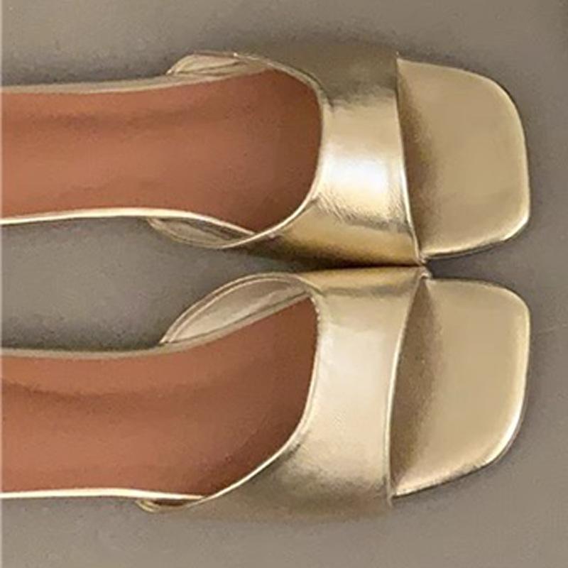 Flat bottom one-word slippers silver cool slippers women's summer wear beach slippers women's shoes