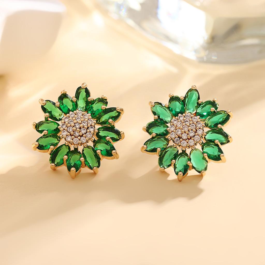 Sunflower Zircon Earrings For Women Elegant Floral Jewelry Gift For Her