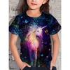 2023 New Girl Boy Cute Unicorn Children's T-shirt Boy Girl Summer Children's Short Sleeve Casual Clothing