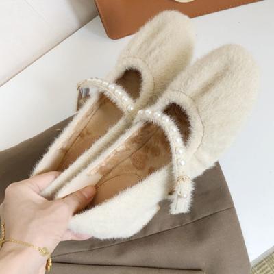 2024 Novos Sapatos Baixos Quentes Femininos de Inverno Moda Preguiçosos Sapatos Mary Jane Slip-on Femininos Sola Macia Sapatos de Vovó com Algodão Adicionado