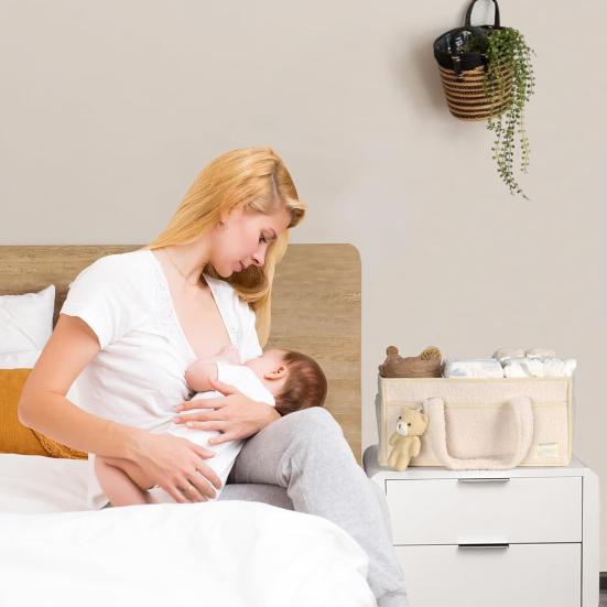 Baby bleie Caddy med håndtak Flere rom Stor kapasitet bærbar baby bleie Caddy Organizer Oppbevaringspose