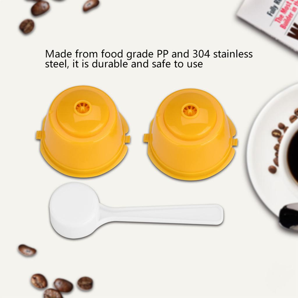 5Pcs Food Grade Pp   304 Stainless Steel Reusable Refillable Coffee Capsule Filter with Spoon
