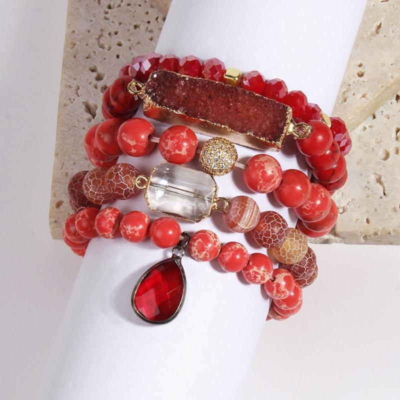 Elegant Stone Bracelet Handmade Beads Jewelry Natural Stone Jewelry Stone Texture Perfect for Friend or Lover Present
