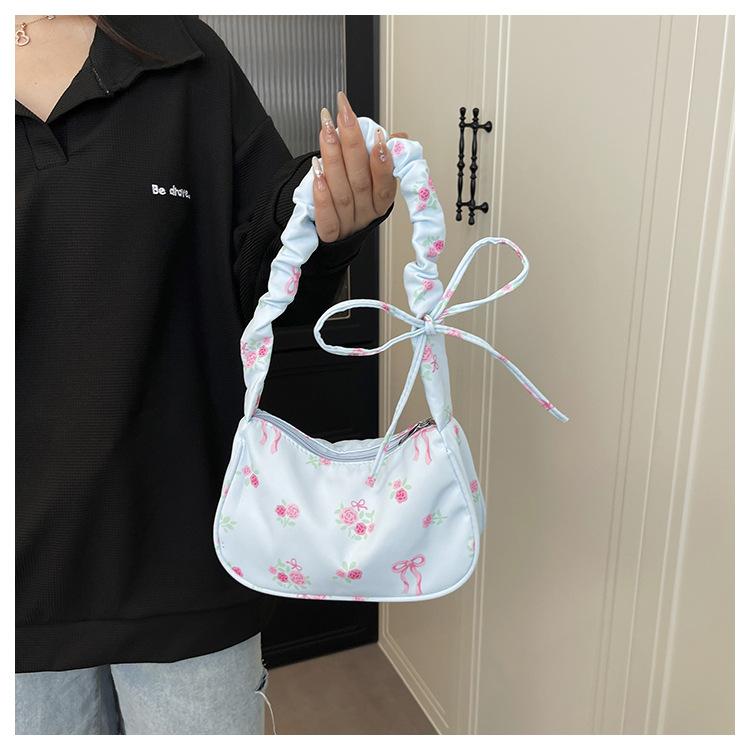 Japanese Style Ruffle Polyester Shoulder Bag Sweet Women's Armpit Handbag CLE