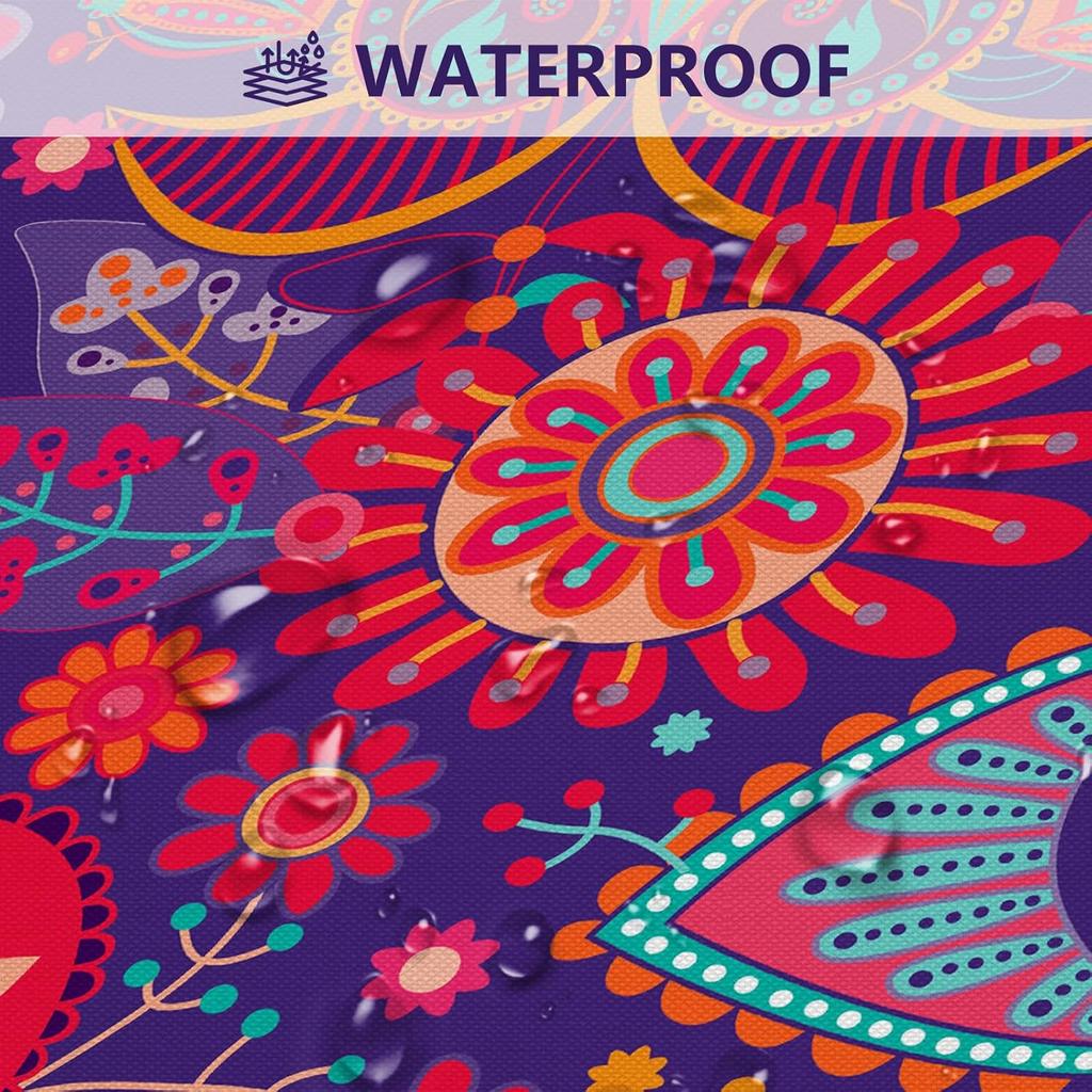 Paisley Boho Shower Curtain Mandala Indian Paisley Colorful Floral Shower Curtain for Bathroom Abstract Flower Art Bathtub Decor