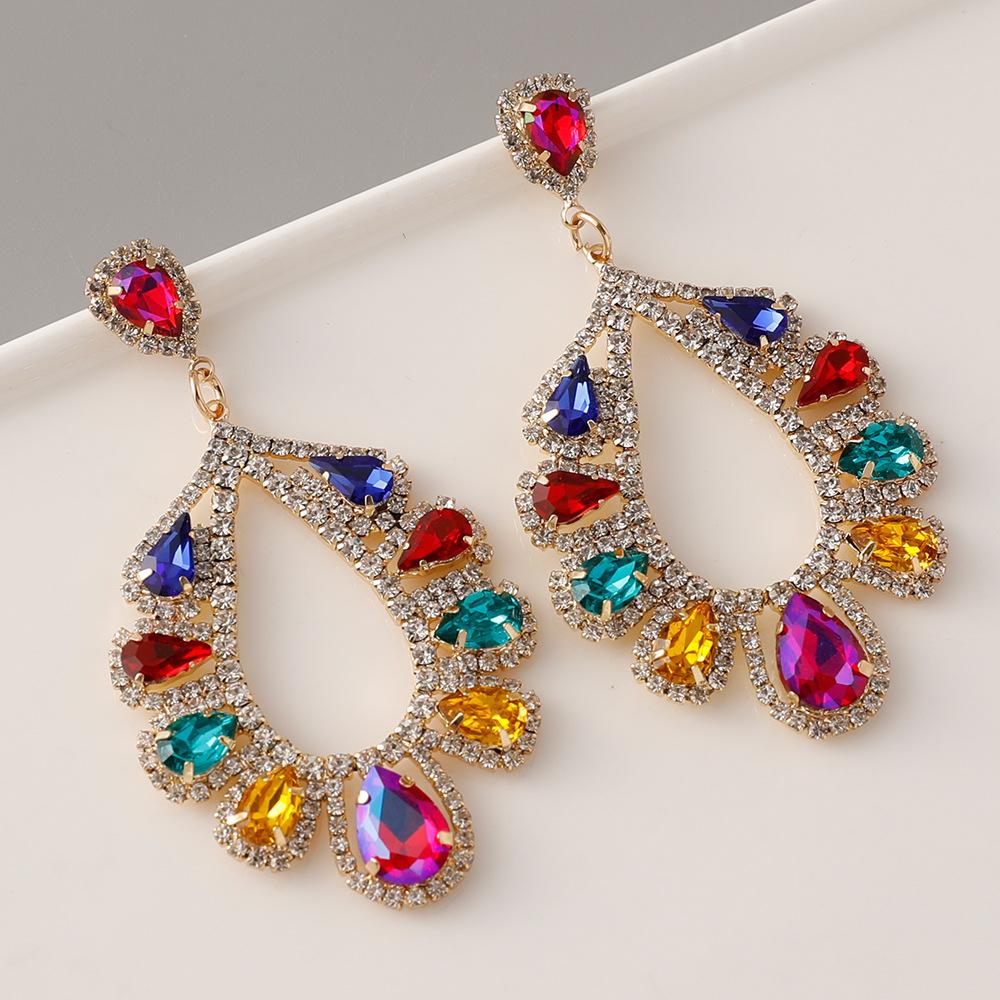 

Европейские винтажные модные овальные серьги 2024 года, металлические цветные бриллианты, индивидуальные серьги, женские подарки на день рождения, серьги-подвески зелёный