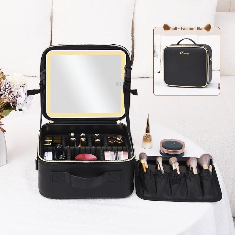 Portable LED Makeup Organizer with Mirror
