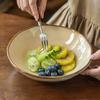 Beautiful Plates, Household High-Value Ceramic Large Plates, Retro Tableware Bowls, Special-Shaped Large Bowls, Salad Bowls, Ramen Bowls.