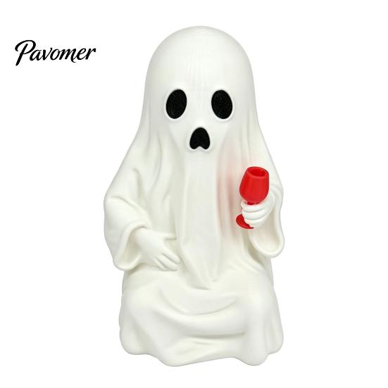 Personalized Holiday Ornaments 3D Printed Ghost Figurine with Wine Glass, Funny Halloween Desktop Dark Style Decorations Decor Statue, Novelty