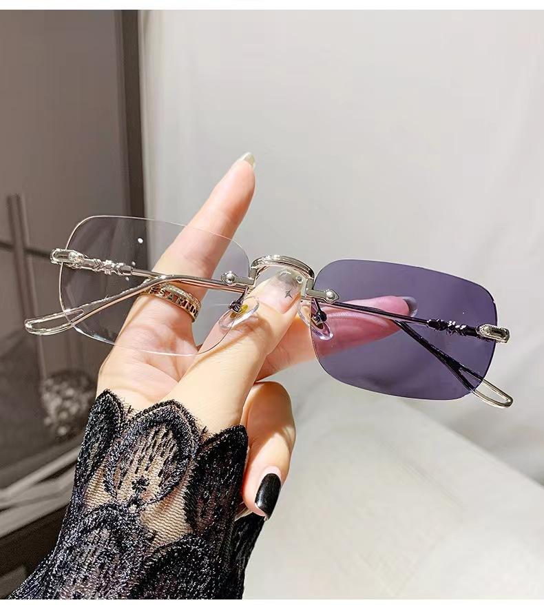 Intelligent Photosensitive Color-Changing Anti-Blue Glasses, Frameless Trimmed Flat Glasses, Can Be Equipped With Myopia Color-Changing Glasses