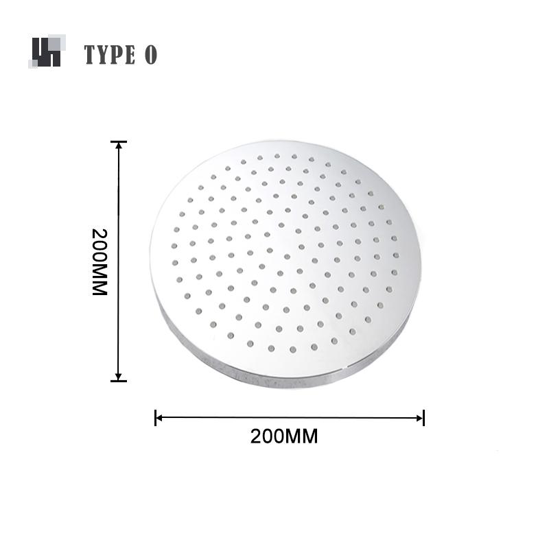 8/10/12 Inch Rainfall Shower Head Round Square ABS Rain Shower Head Pressurized Big Overhead Shower Black Chrome Gold Grey