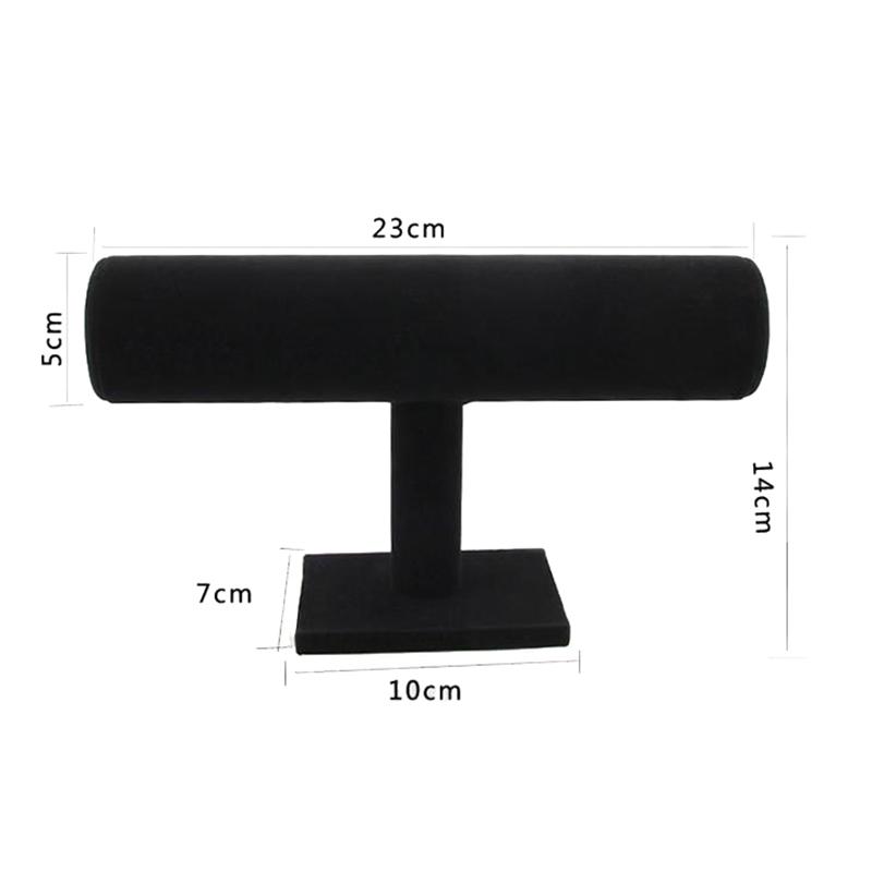 

Black Velvet Watch Display Holder Bangle T-Bar Rack Jewelry Display Organizer Bracelet Display Stand Headband Storage Tool 1Pcs