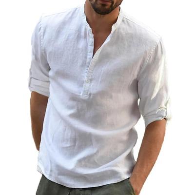 Camicetta casual da uomo nuova Camicia di lino in cotone Top larghi Maglietta a maniche lunghe Camicie da uomo belle casual primavera autunno