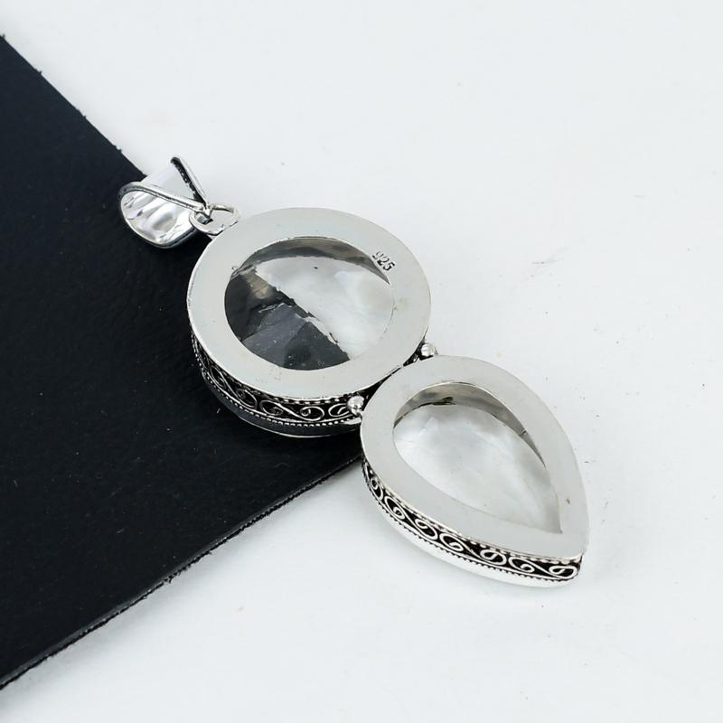 White Topaz Gemstone Pendant 925 Sterling Silver- Handmade Design, Everyday Wear Jewelry, Unique White Topaz Pendant Father's Day Gifts