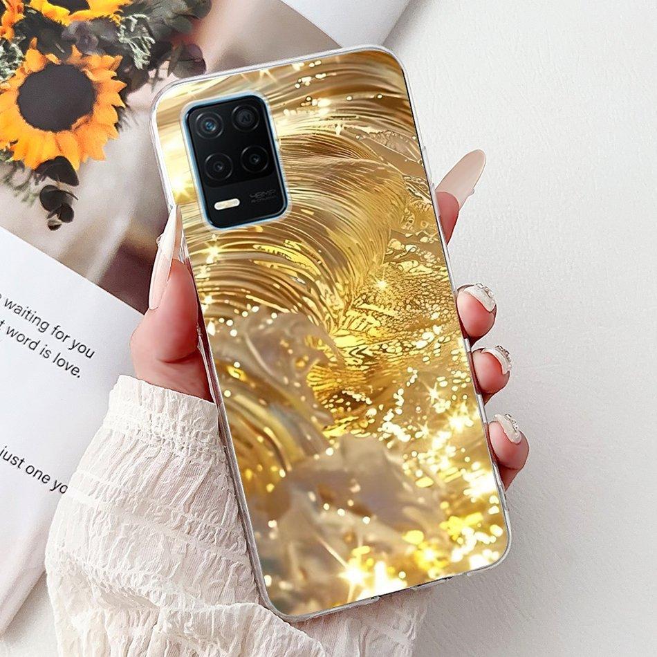 Pro telefon Realme 8 5G RMX3241 Pouzdro na telefon Realme8 5G Elegantní Květinový Potisk Kočky Měkký Silikon Průhledné TPU Pouzdra