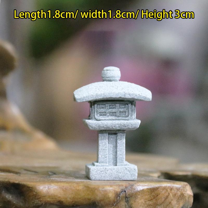 Vintage Zen Miniatyr Sand Stone Tower Pavilion Ornaments Lyktfigurer Japansk hage Bonsai Rockery Lanscaping Home Decor